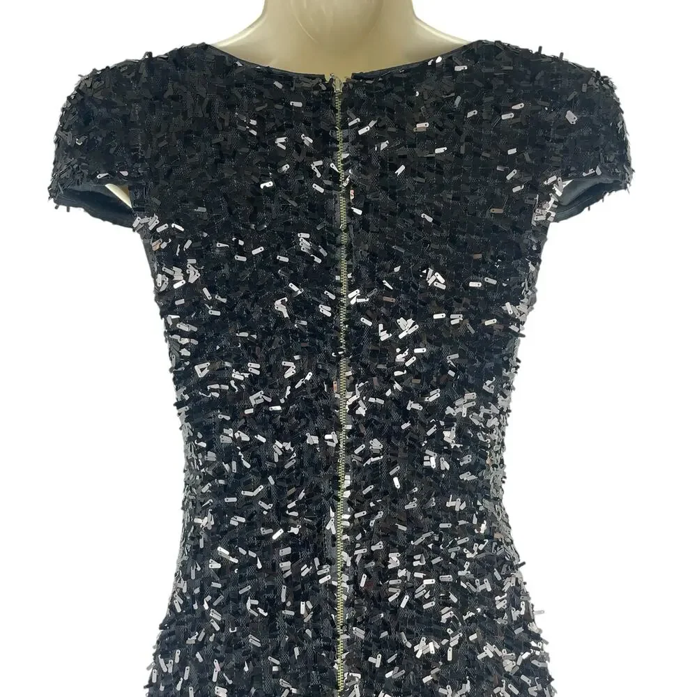Rachel Gilbert Simone Sequin Embellished Evening Gown Black Size 0